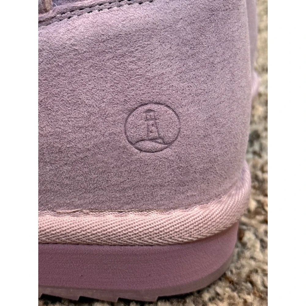 NWT Lands End Girls 3 Suede Shearling Slip On Boots Cozy Winter Purple Lilac